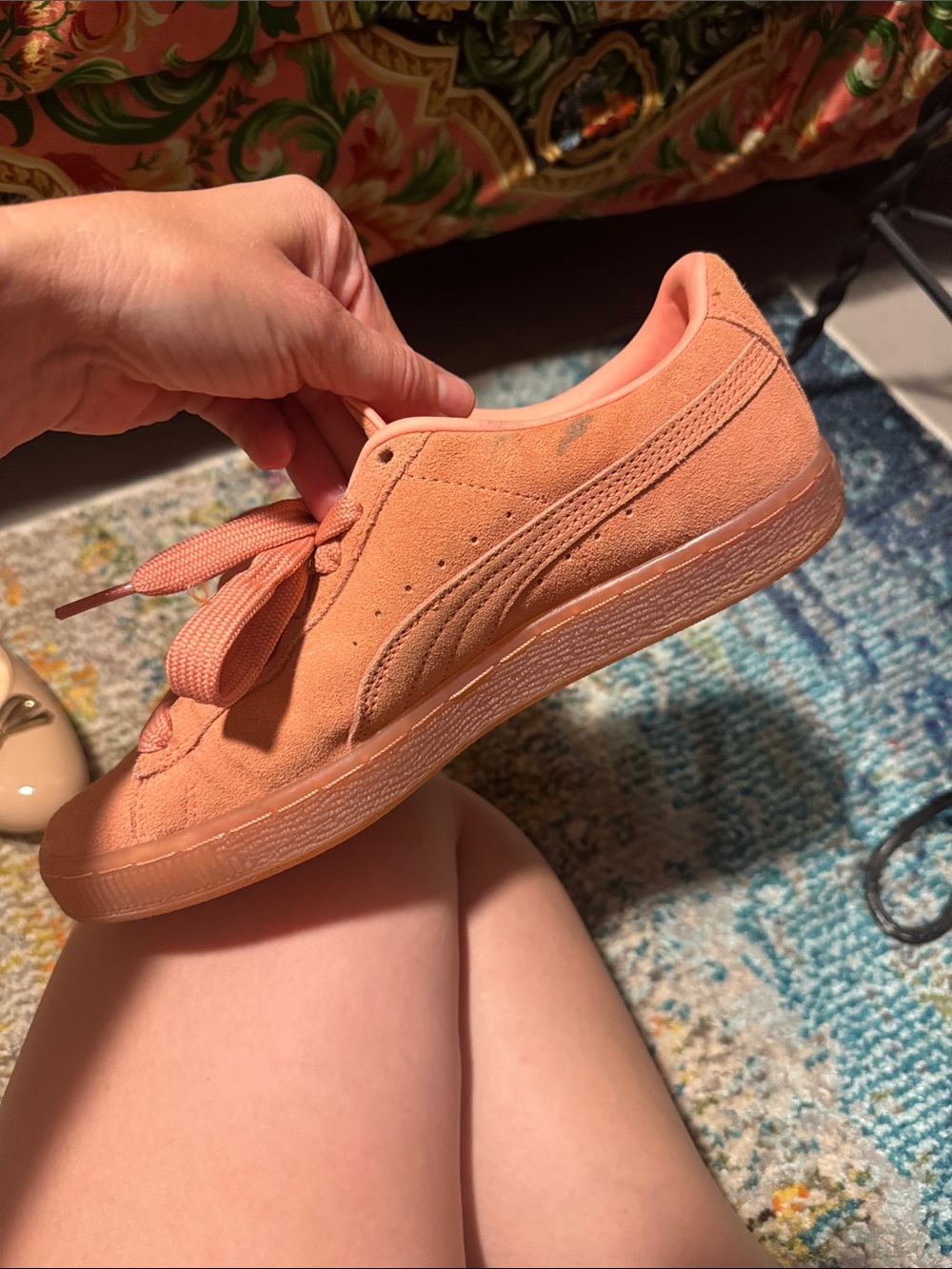 Puma Suede Low-Top Sneakers in Peach
